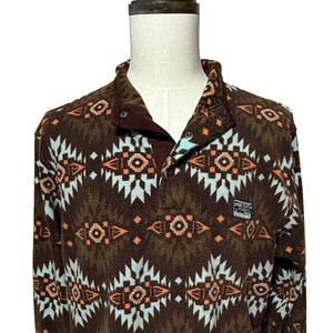Free Nature 1/4 Snap Pullover Mens Large Brown Colorful Pueblo Aztec Fleece